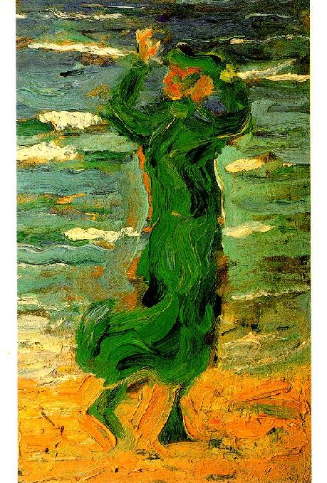 Franz Marc, Frau im Wind am Meer, 1907